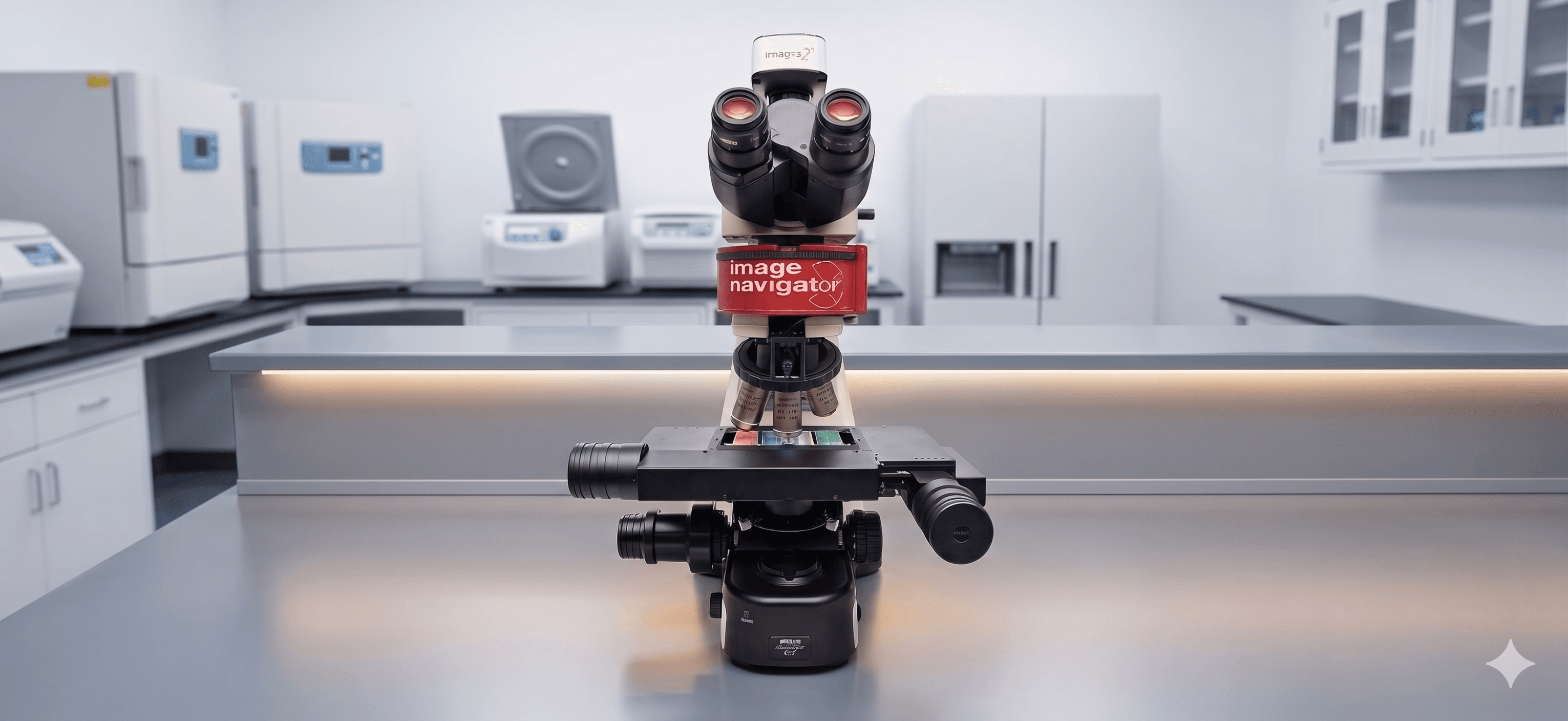 Technician using Image Navigator automated microscope